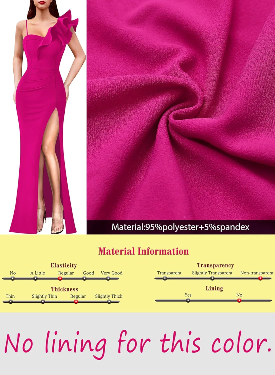 VFSHOW Womens Ruffle One Shoulder Strap Ruched Formal Prom Wedding Maxi Dress V Neck Elegant Split Cocktail Evening Long Gown