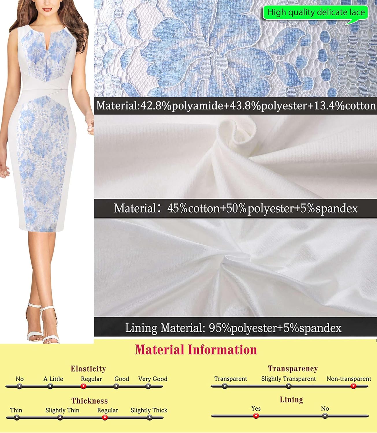 VFSHOW Womens Elegant Slim Front Zipper up Work Business Office Party Sheath Dress
