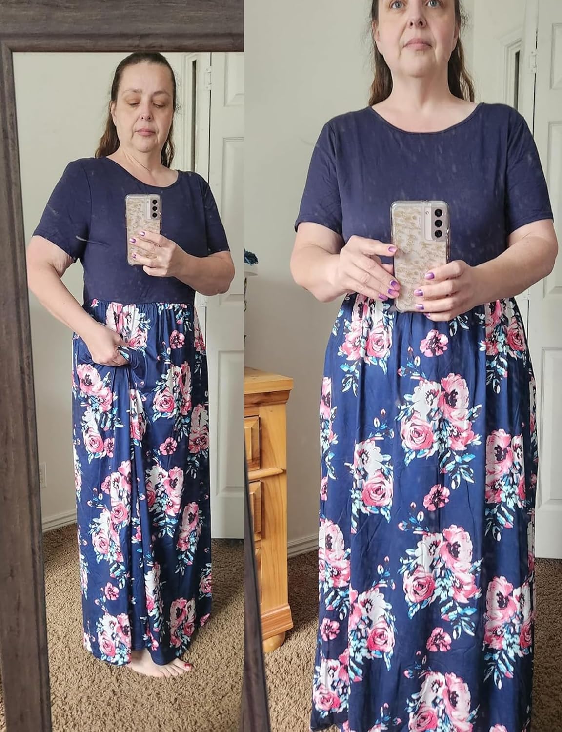 Kancystore Women's Short Sleeve Plus Size Maxi Dress with Pockets Loose Casual Summer Dresses