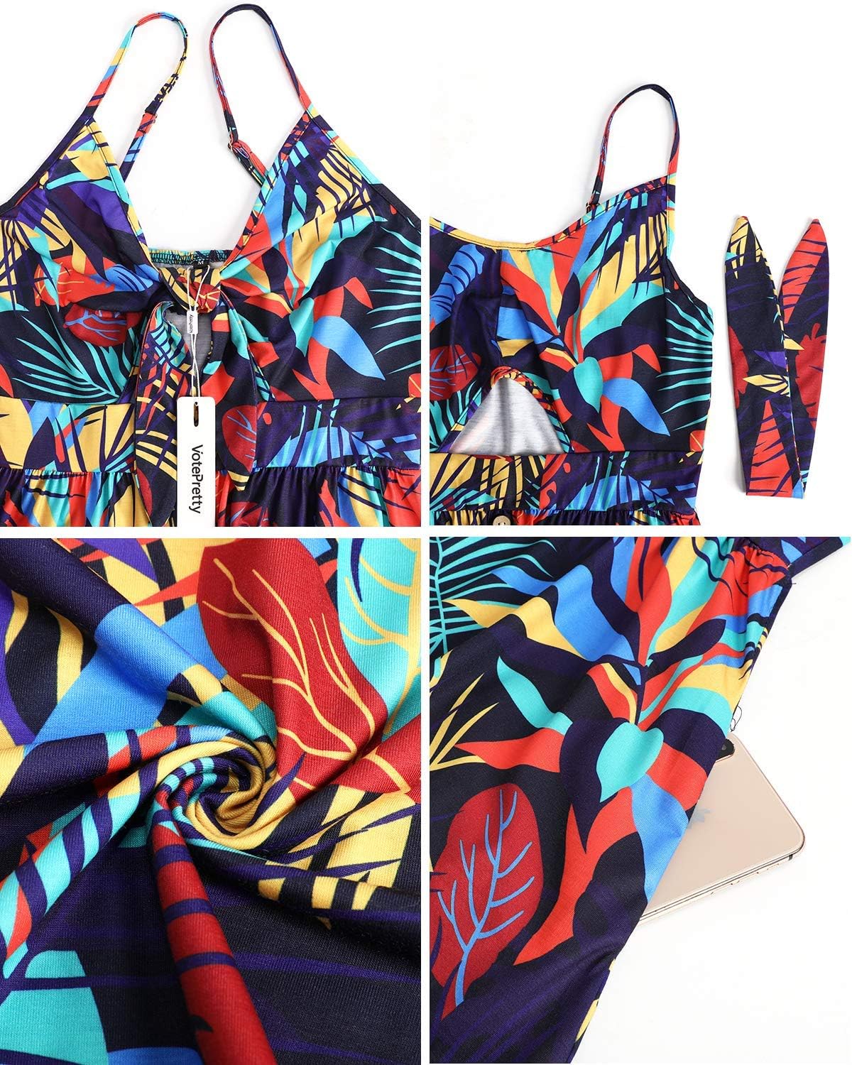 VOTEPRETTY Women's Summer Dresses Spring Sundresses Beach Clothes Outfit Vacation 2024 V Neck Casual Tropical Resort Hawaiian