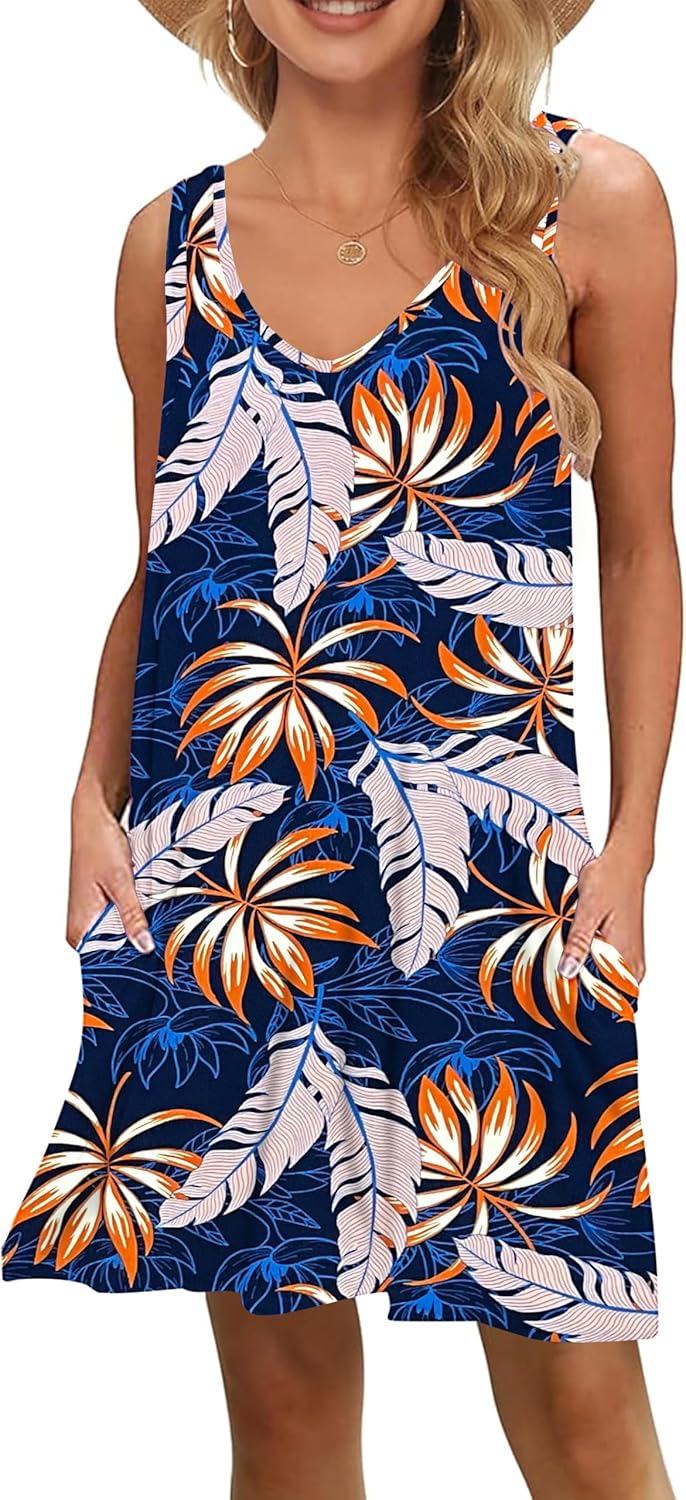 MISFAY Women's Summer Casual T Shirt Dresses Beach Cover up Tank Dress