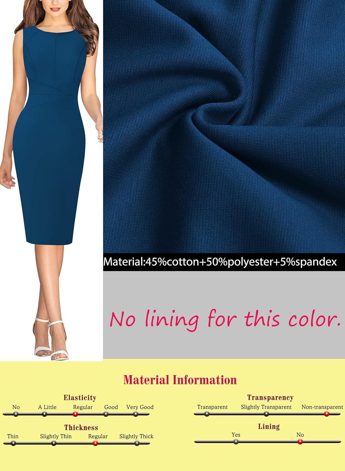 VFSHOW Womens Elegant Slim Front Zipper up Work Business Office Party Sheath Dress