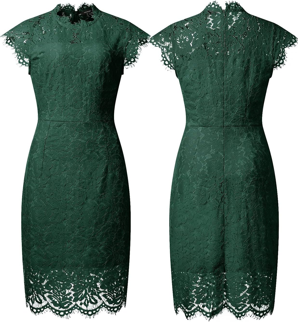 MEROKEETY Women's Sleeveless Lace Floral Elegant Cocktail Dress Crew Neck Knee Length for Party