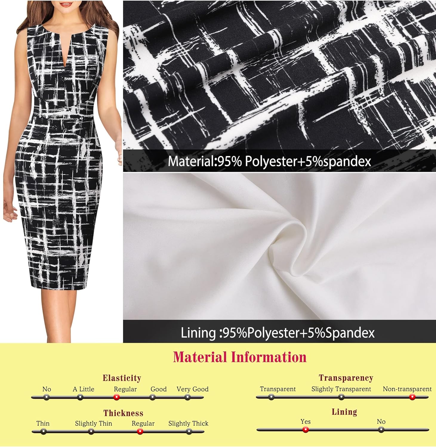 VFSHOW Womens Elegant Slim Front Zipper up Work Business Office Party Sheath Dress