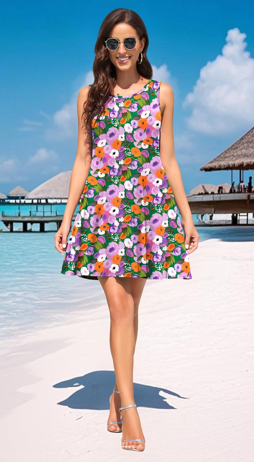 WEACZZY Women Summer Casual Swing T Shirt Dresses Beach Cover up Loose Dress