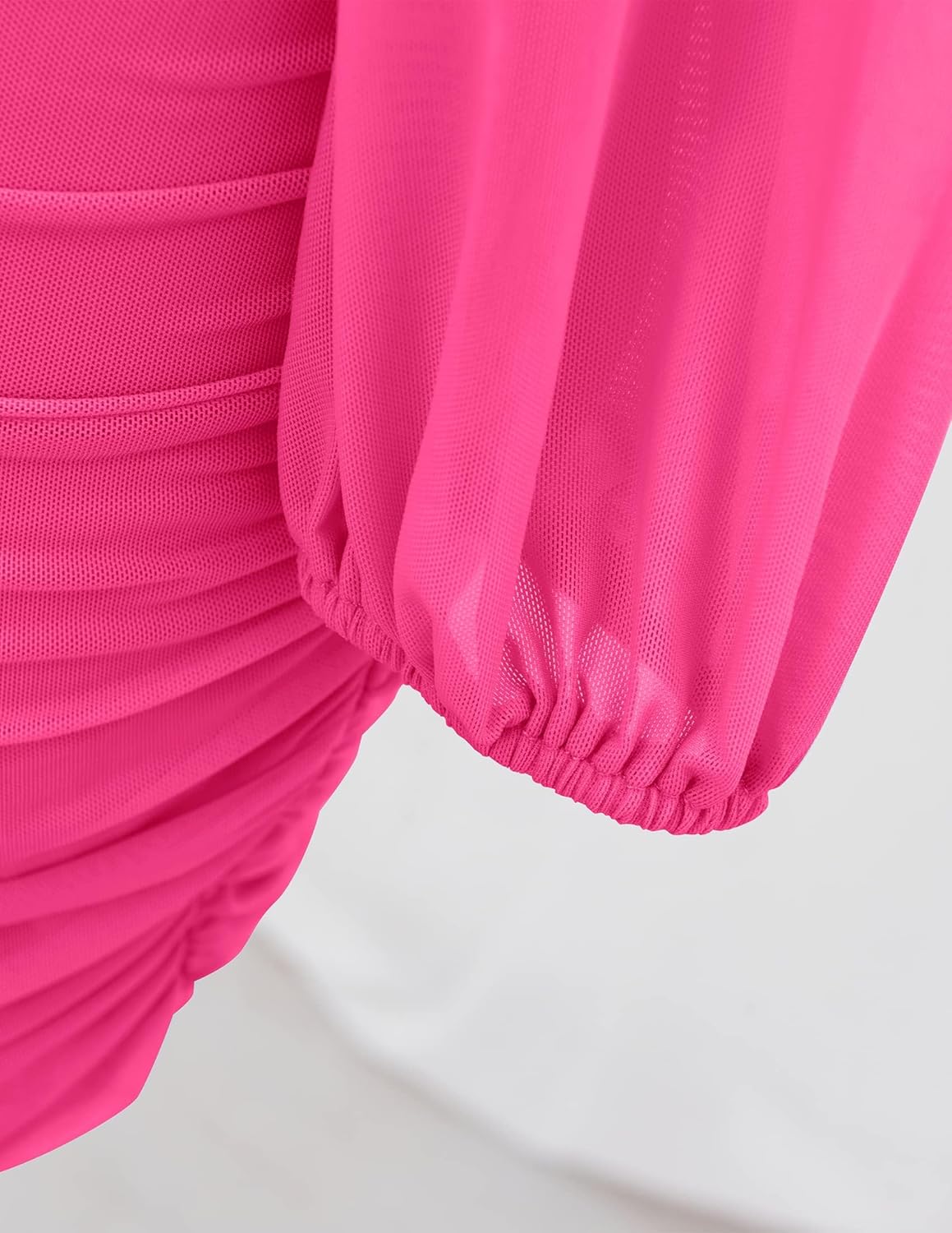 ZESICA Women's Sexy V Neck Ruched Bodycon Mini Dress Puff Long Sleeve Cocktail Wedding Party Short Dresses