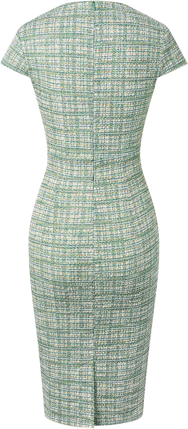 GRACE KARIN Women's Gorgeous Pencil Dress Cap Sleeve Tweed Pencil Dress for Work