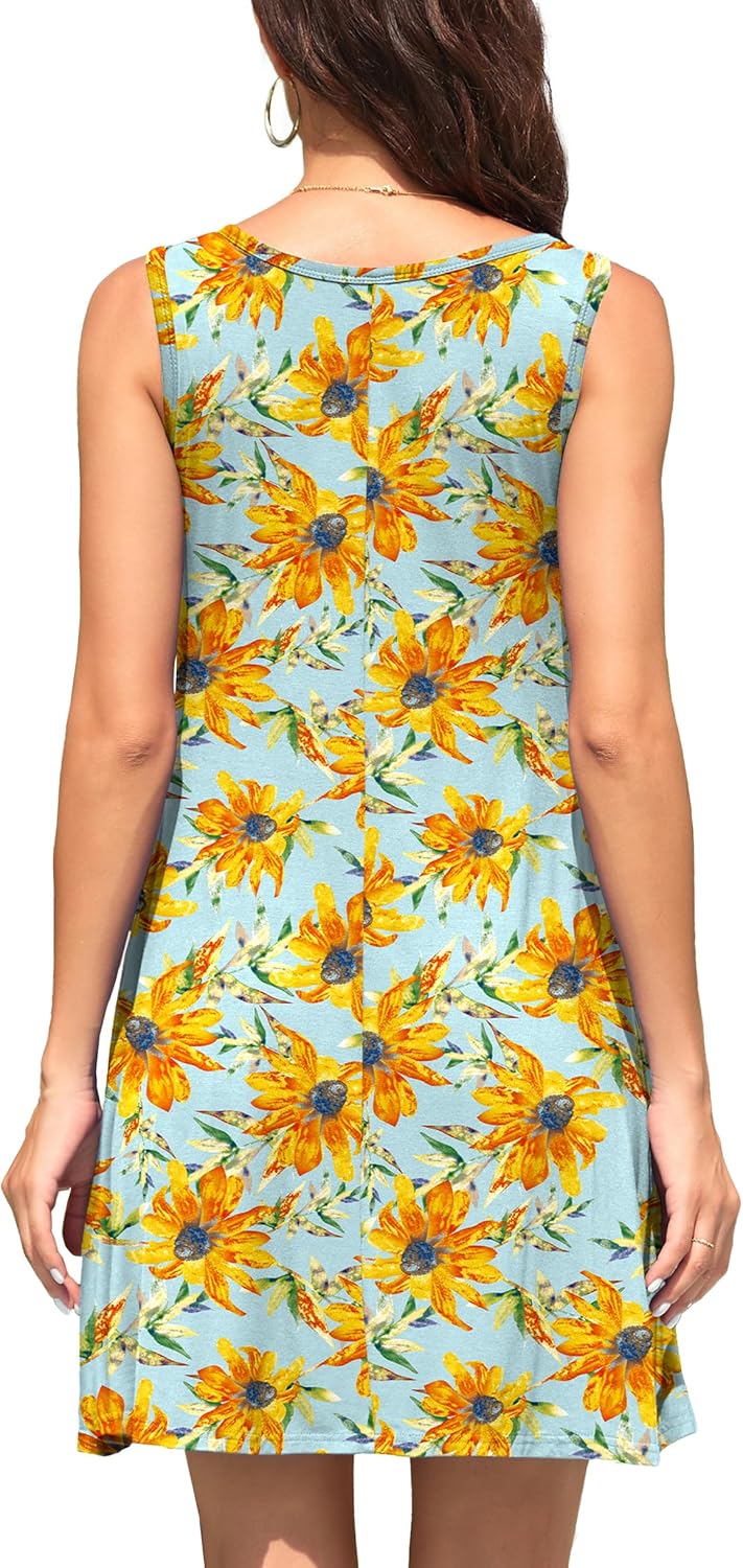 WEACZZY Women Summer Casual Swing T Shirt Dresses Beach Cover up Loose Dress