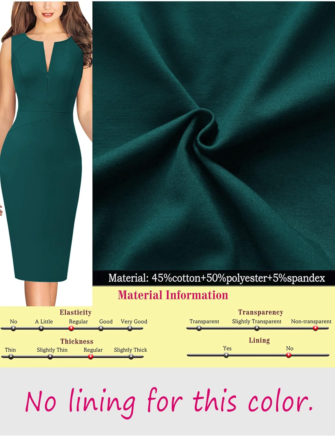 VFSHOW Womens Elegant Slim Front Zipper up Work Business Office Party Sheath Dress