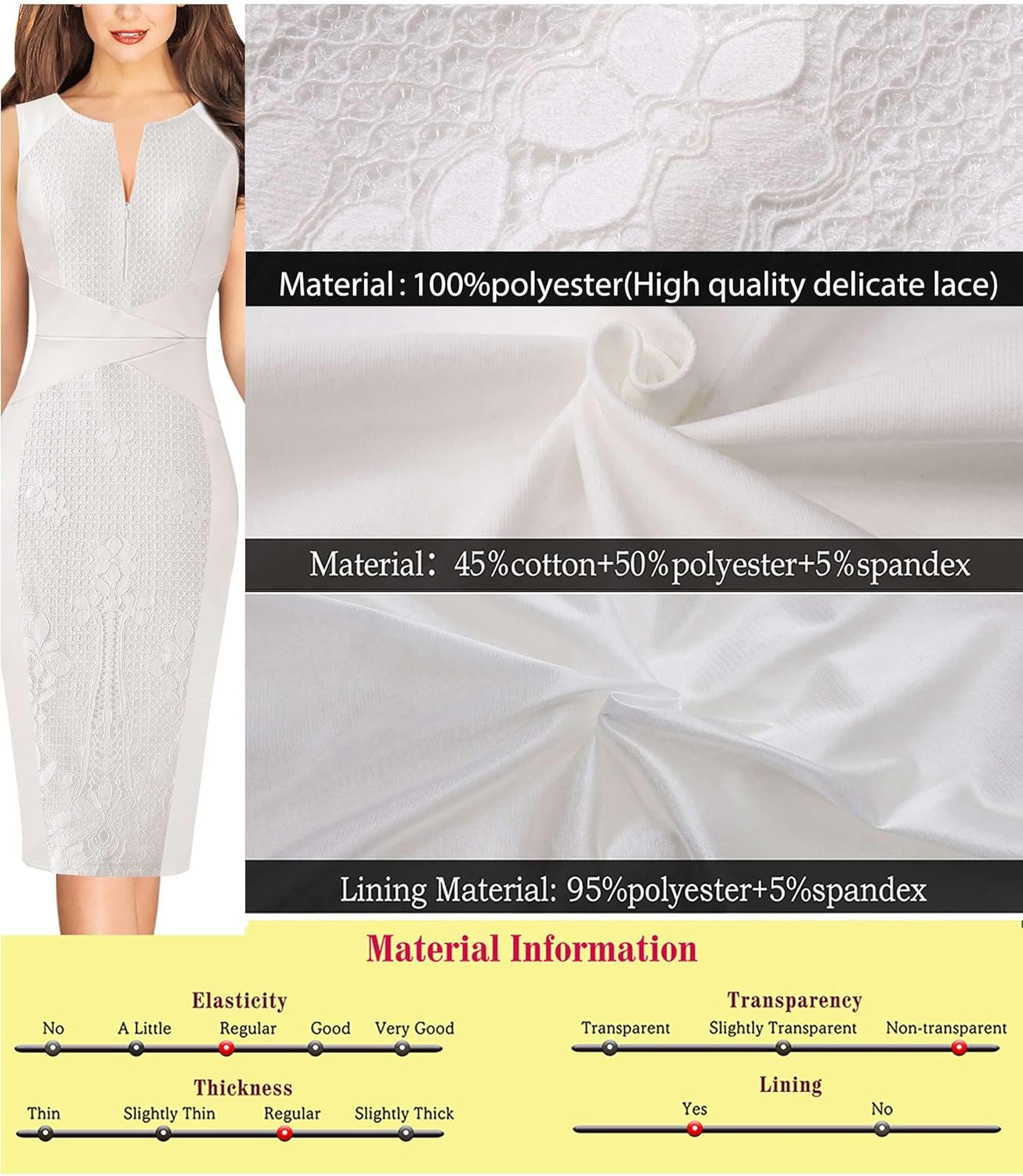 VFSHOW Womens Elegant Slim Front Zipper up Work Business Office Party Sheath Dress