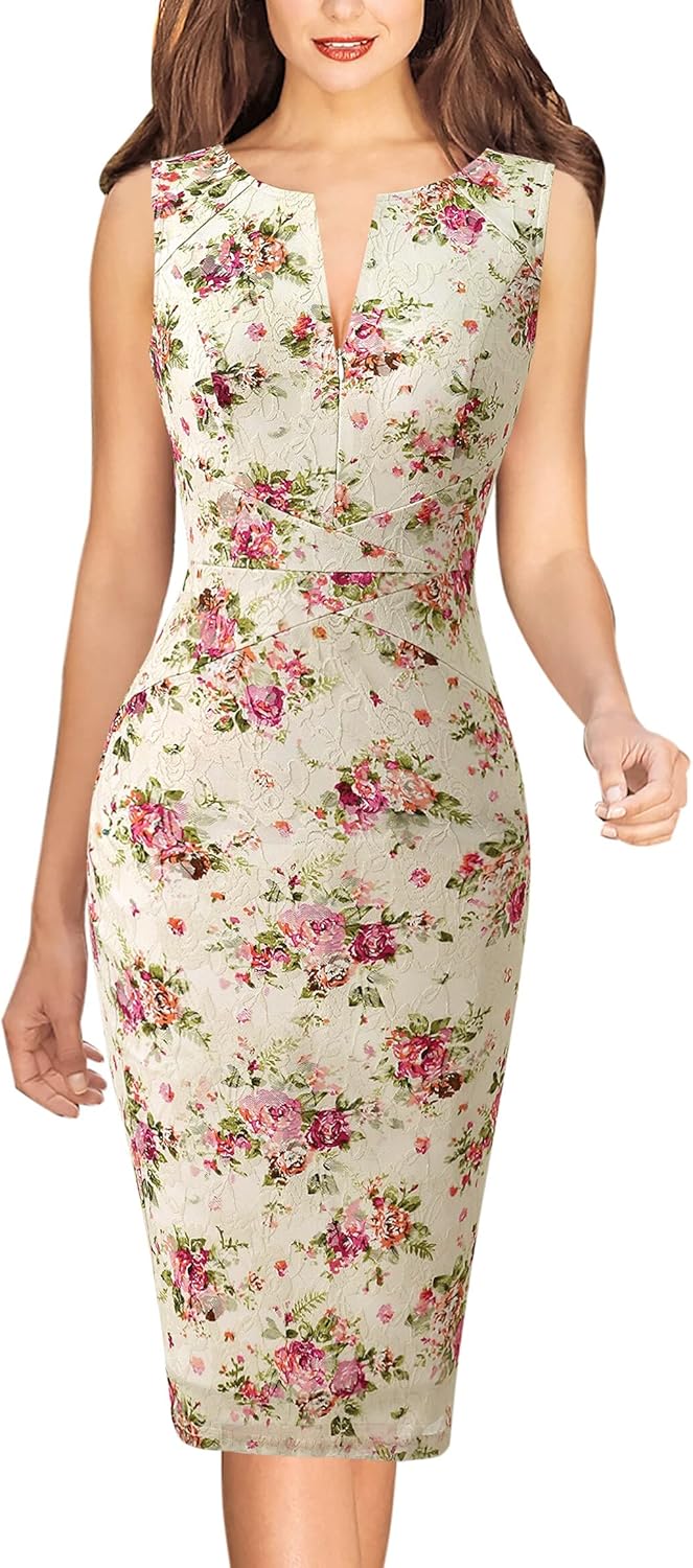 VFSHOW Womens Elegant Slim Front Zipper up Work Business Office Party Sheath Dress
