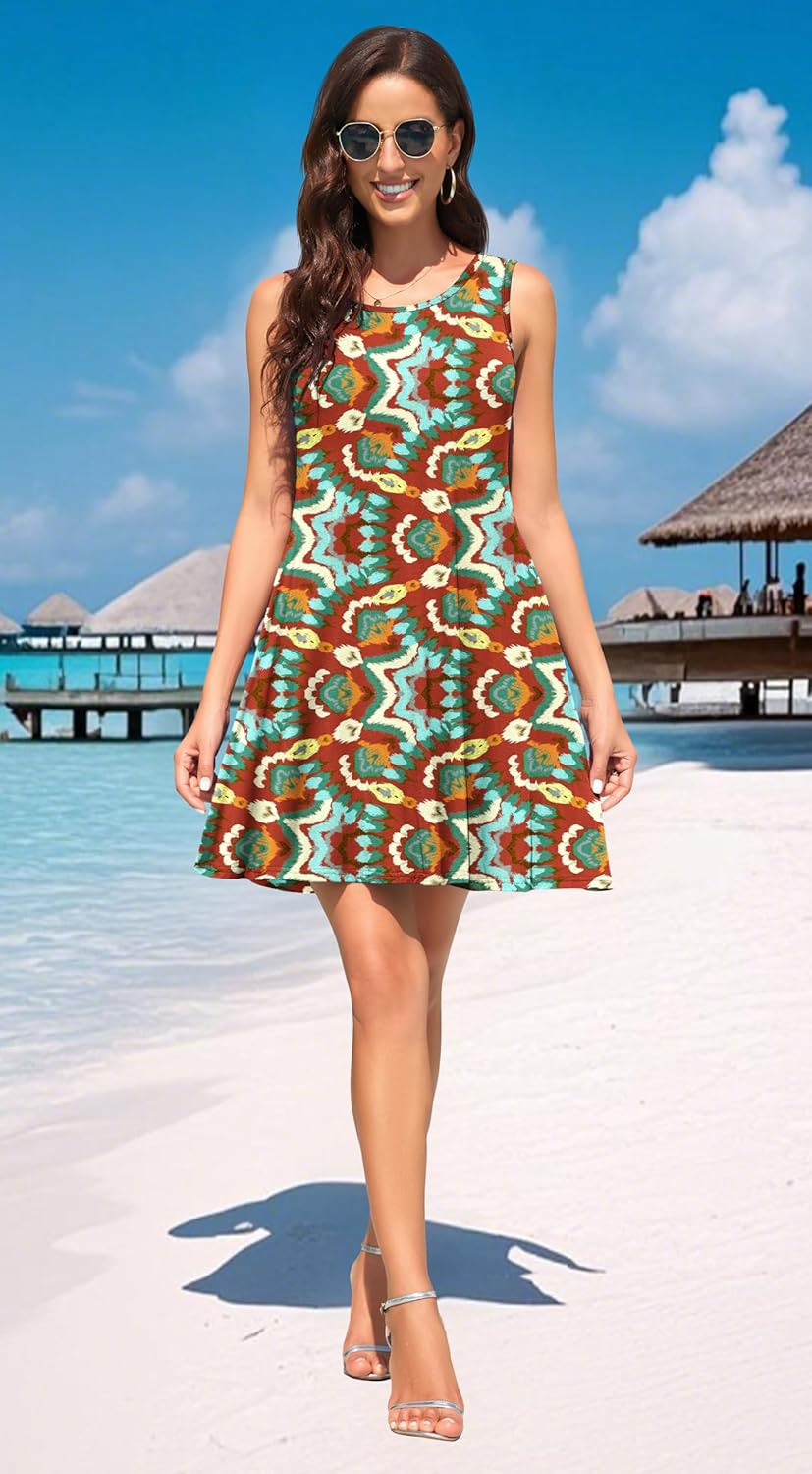 WEACZZY Women Summer Casual Swing T Shirt Dresses Beach Cover up Loose Dress
