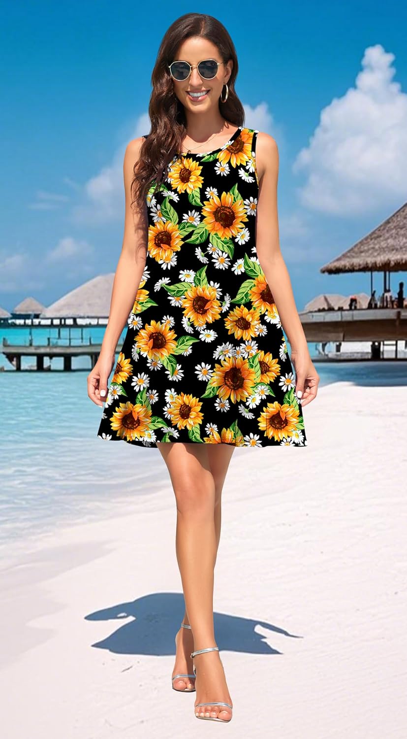 WEACZZY Women Summer Casual Swing T Shirt Dresses Beach Cover up Loose Dress