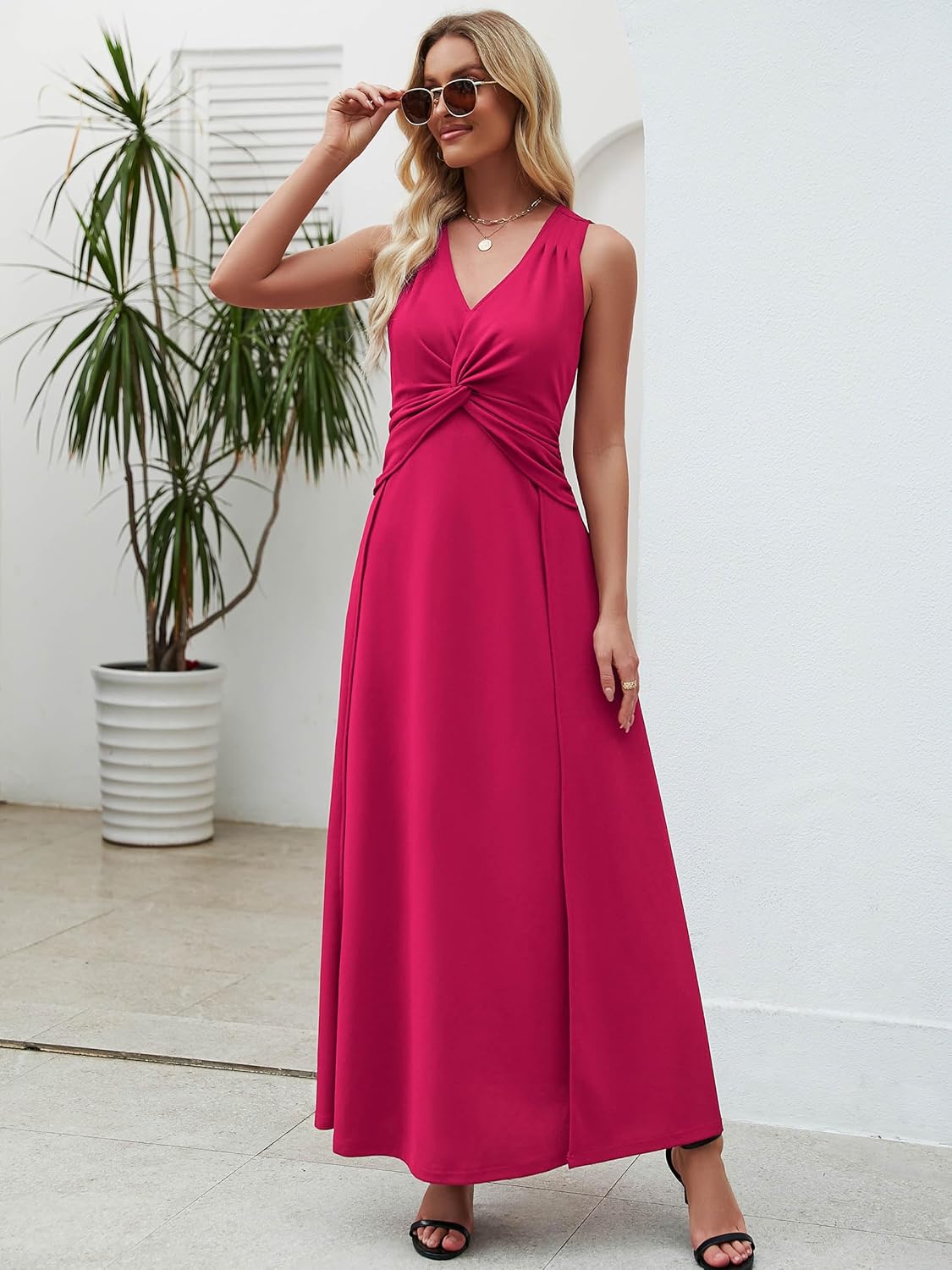 Wedding Guest Dresses for Women 2025 V Neck Formal Dresses for Women Sleeveless Evening