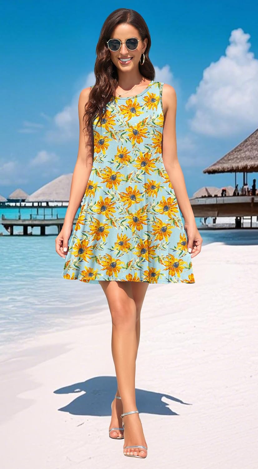 WEACZZY Women Summer Casual Swing T Shirt Dresses Beach Cover up Loose Dress