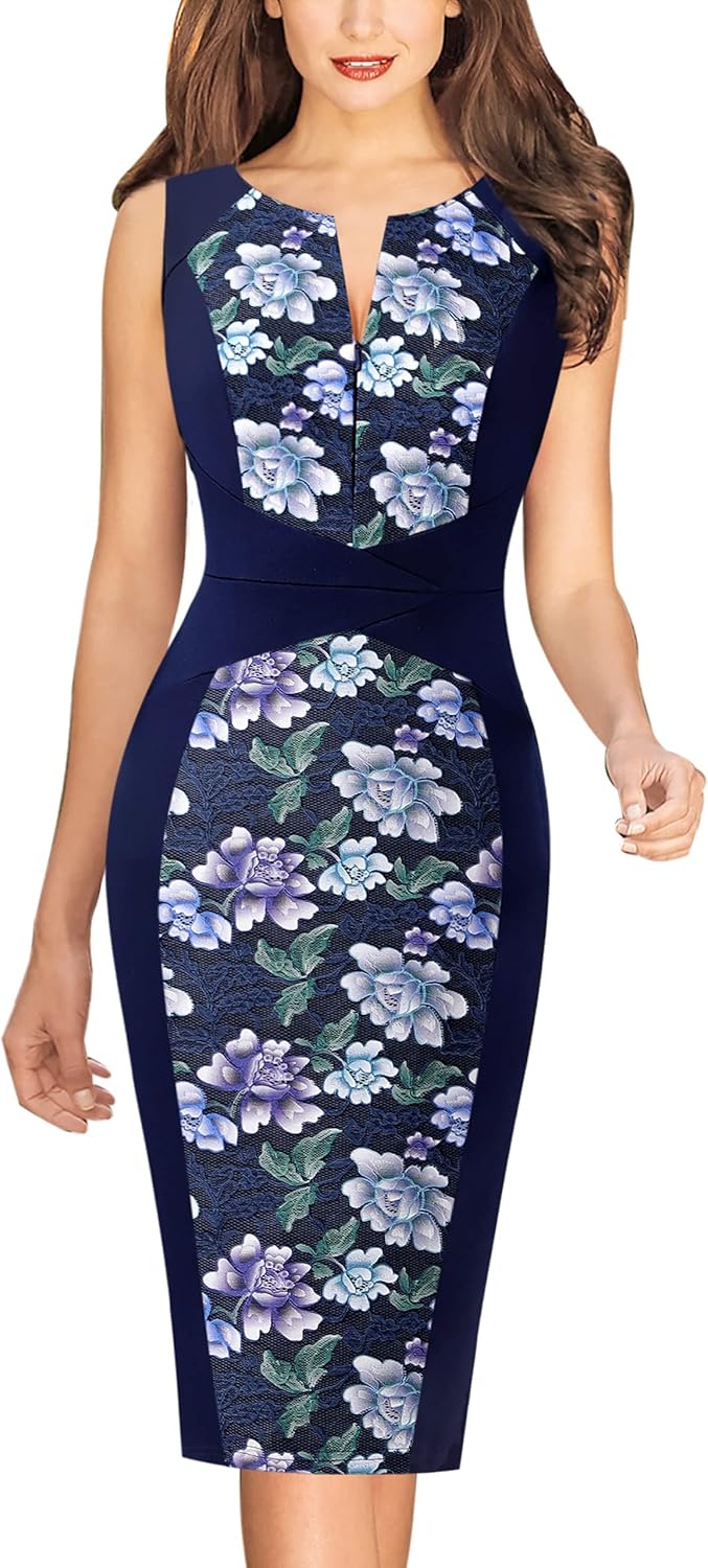 VFSHOW Womens Elegant Slim Front Zipper up Work Business Office Party Sheath Dress