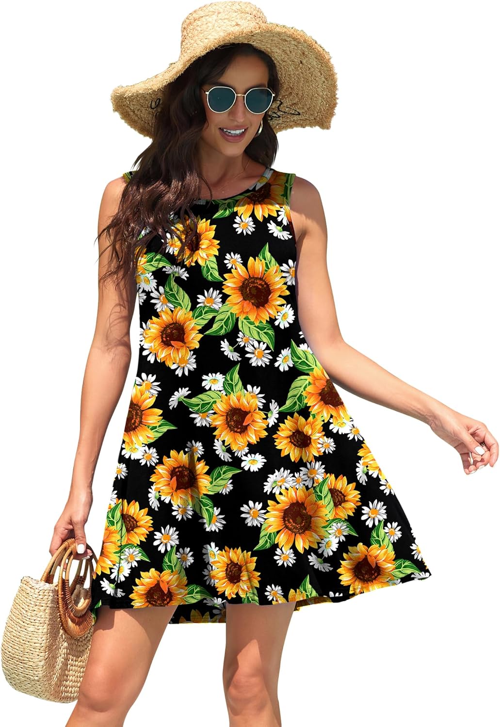 WEACZZY Women Summer Casual Swing T Shirt Dresses Beach Cover up Loose Dress