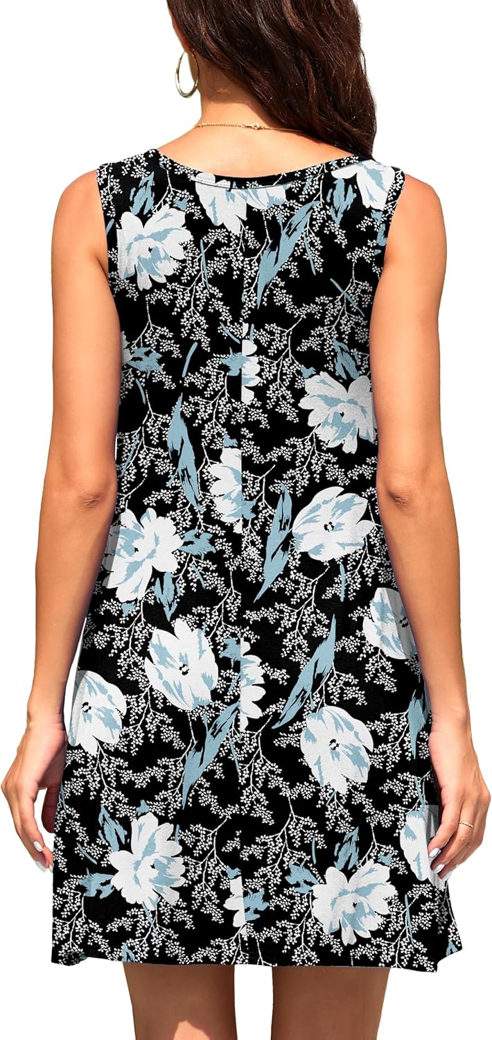 WEACZZY Women Summer Casual Swing T Shirt Dresses Beach Cover up Loose Dress