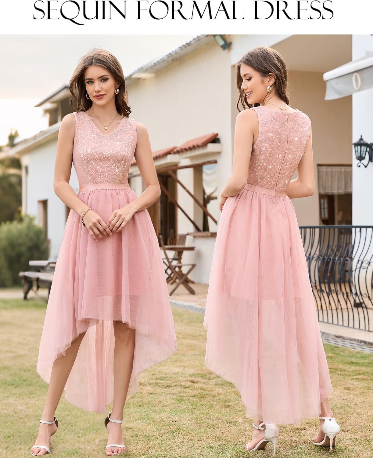 BeryLove Cocktail Prom Dresses 2025 Formal Wedding Guest Dresses Sleeveless Lace High Low Homecoming Dress