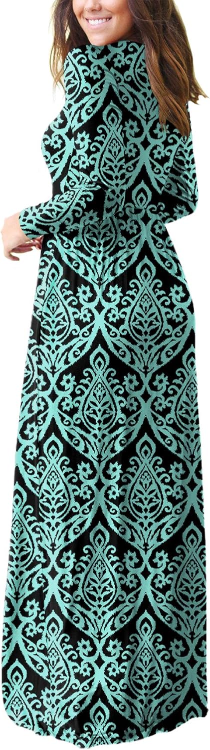 VIISHOW Women's Long Sleeve Loose Plain Maxi Dresses Casual Long Dresses with Pockets