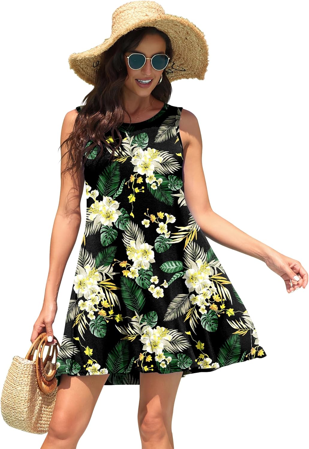 WEACZZY Women Summer Casual Swing T Shirt Dresses Beach Cover up Loose Dress