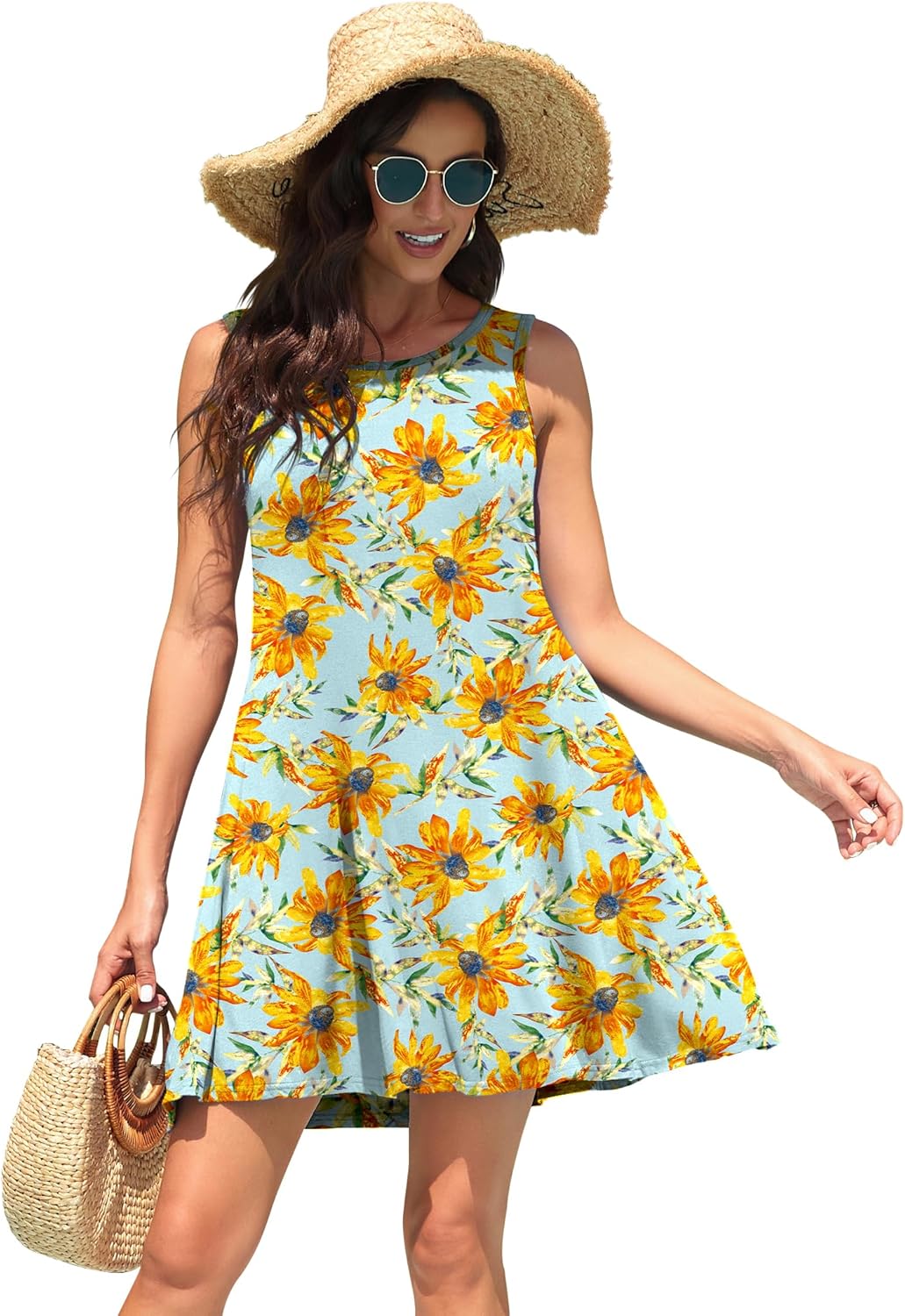 WEACZZY Women Summer Casual Swing T Shirt Dresses Beach Cover up Loose Dress