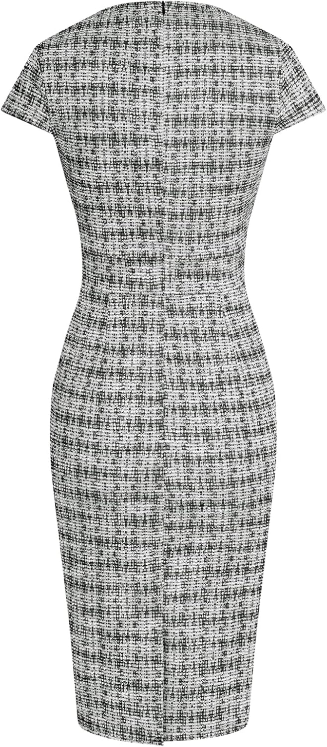 GRACE KARIN Women's Gorgeous Pencil Dress Cap Sleeve Tweed Pencil Dress for Work