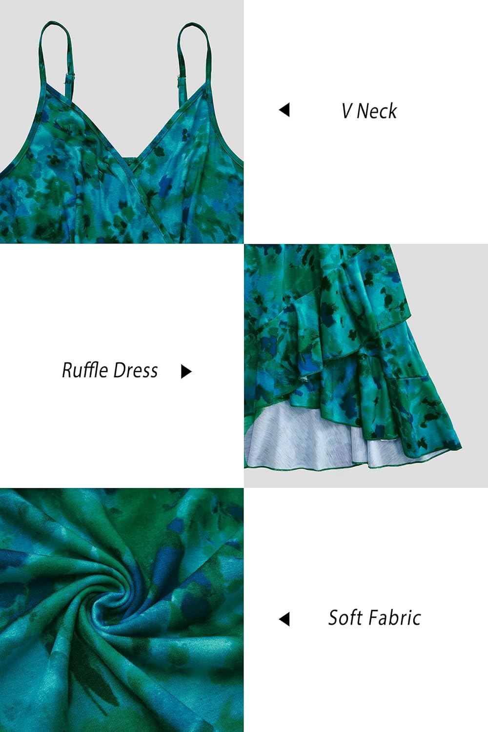 ULTRANICE Womens Summer Dresses Floral V Neck Ruffled Hem Spaghetti Spring Casual Beach Outfits Flowy Wrap Sun Dress
