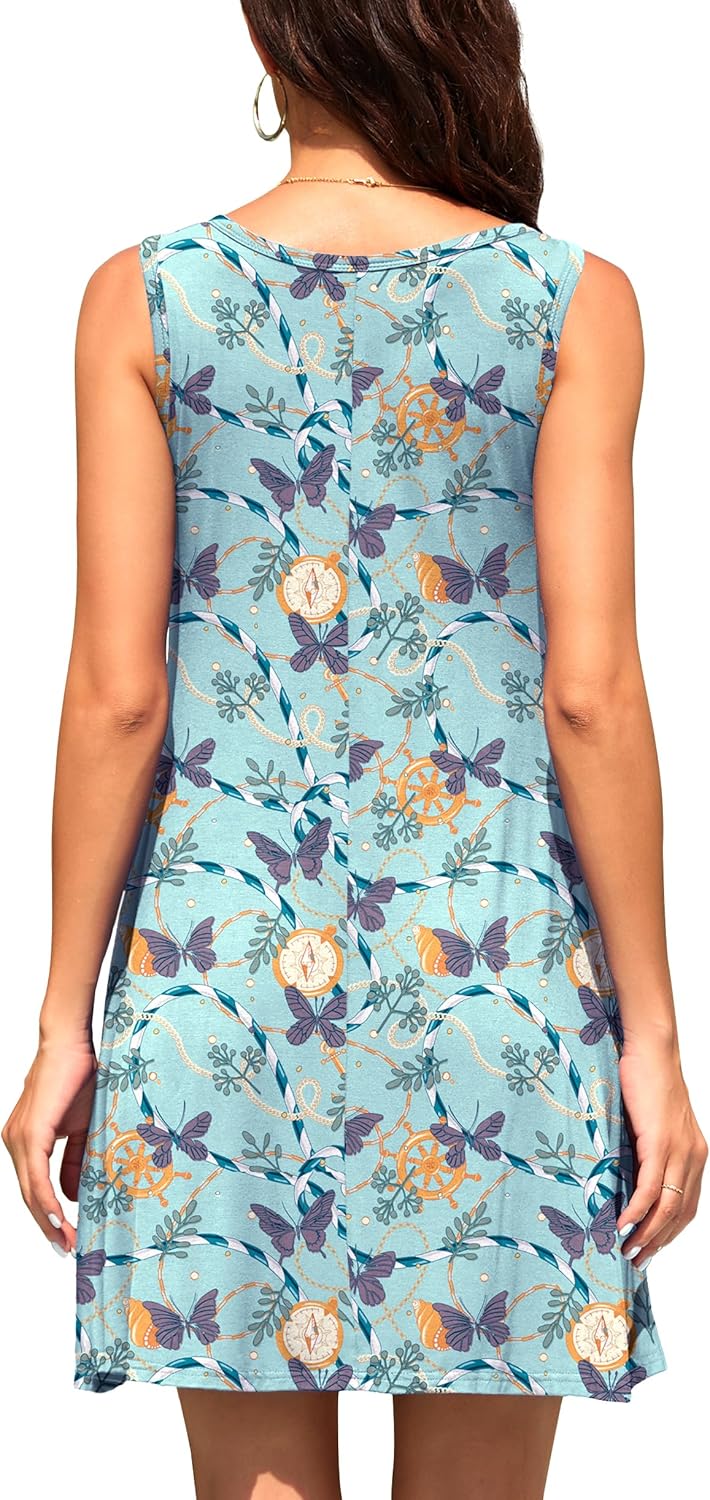 WEACZZY Women Summer Casual Swing T Shirt Dresses Beach Cover up Loose Dress