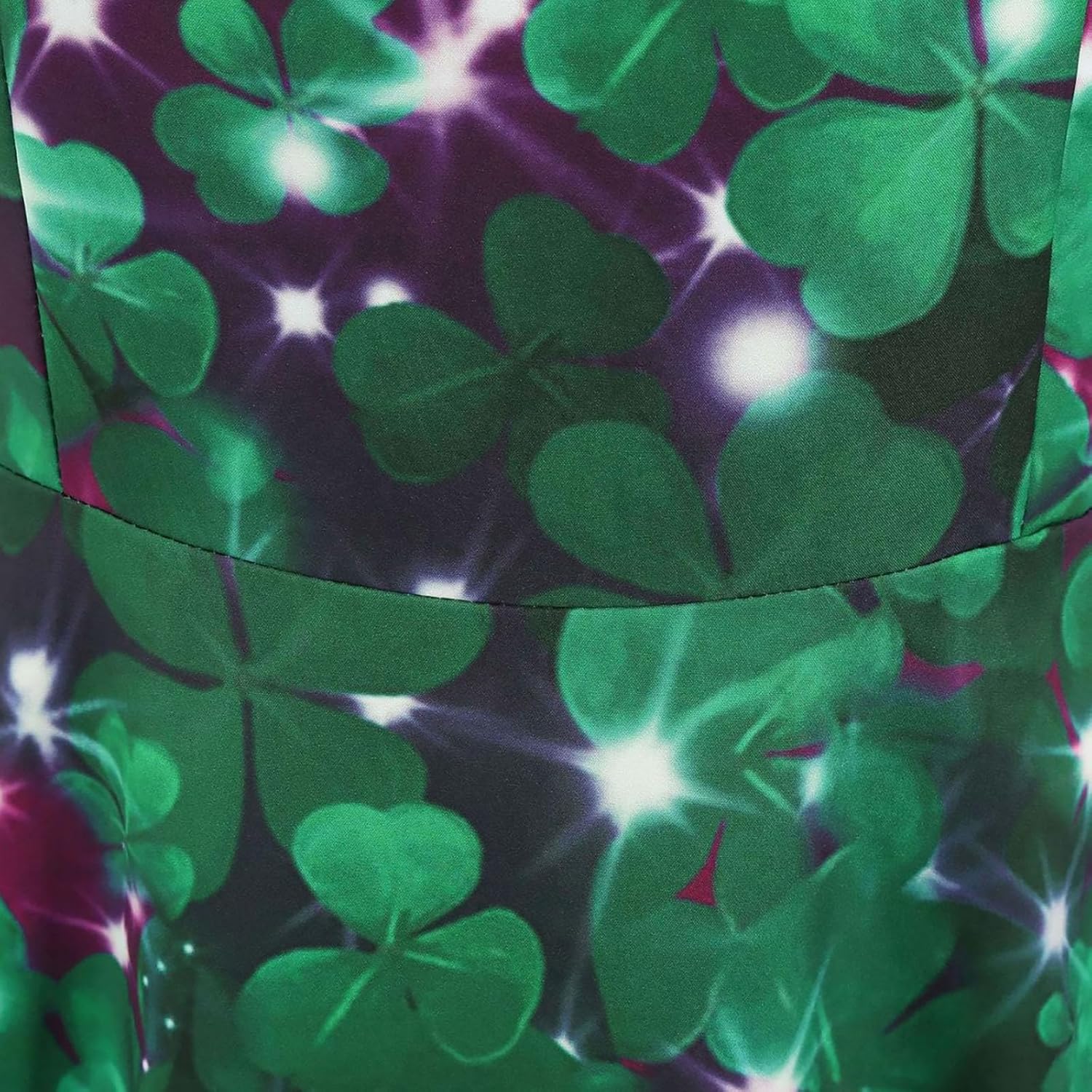 aihihe St Patricks Day Dress for Women A Line Pleated Hepburn Dress Lukcy Shamrock Print Irish Dress 2024 Vintage Dress