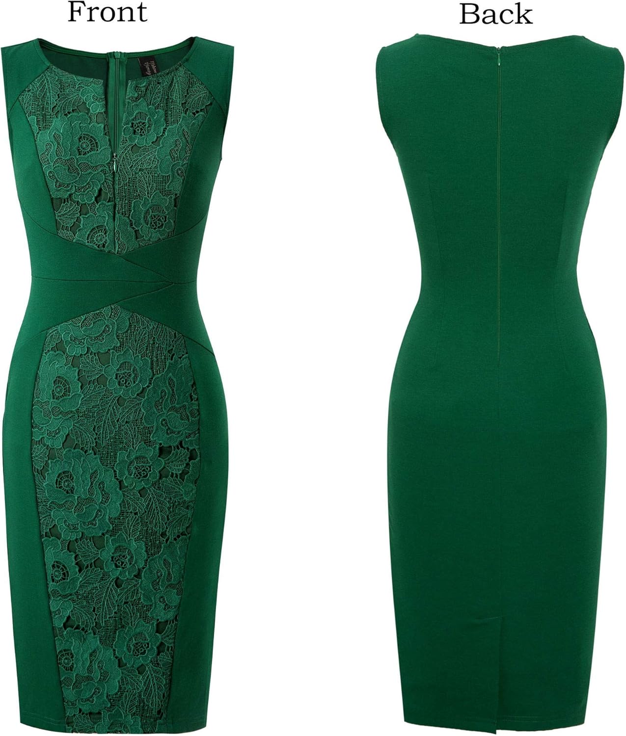 VFSHOW Womens Elegant Slim Front Zipper up Work Business Office Party Sheath Dress