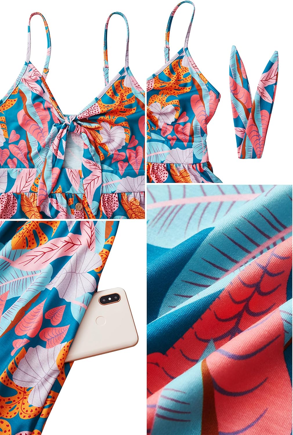 VOTEPRETTY Women's Summer Dresses Spring Sundresses Beach Clothes Outfit Vacation 2024 V Neck Casual Tropical Resort Hawaiian