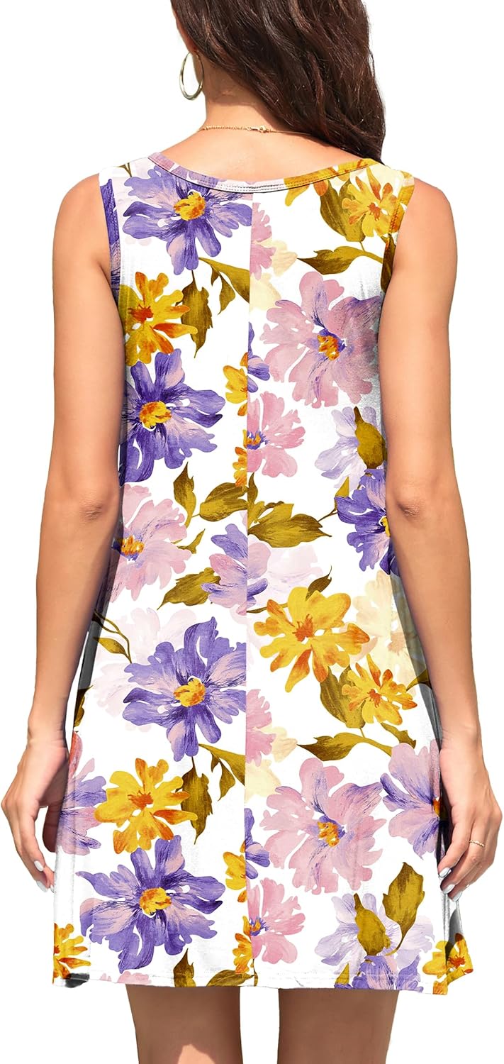 WEACZZY Women Summer Casual Swing T Shirt Dresses Beach Cover up Loose Dress