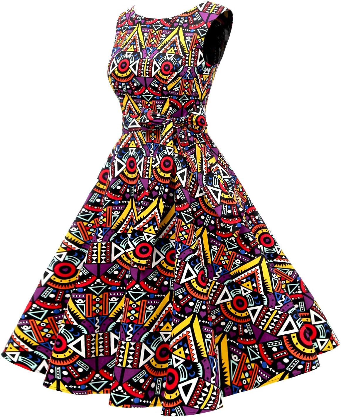 Hanpceirs Women's Boatneck Sleeveless Swing Vintage 1950s Cocktail Dress New