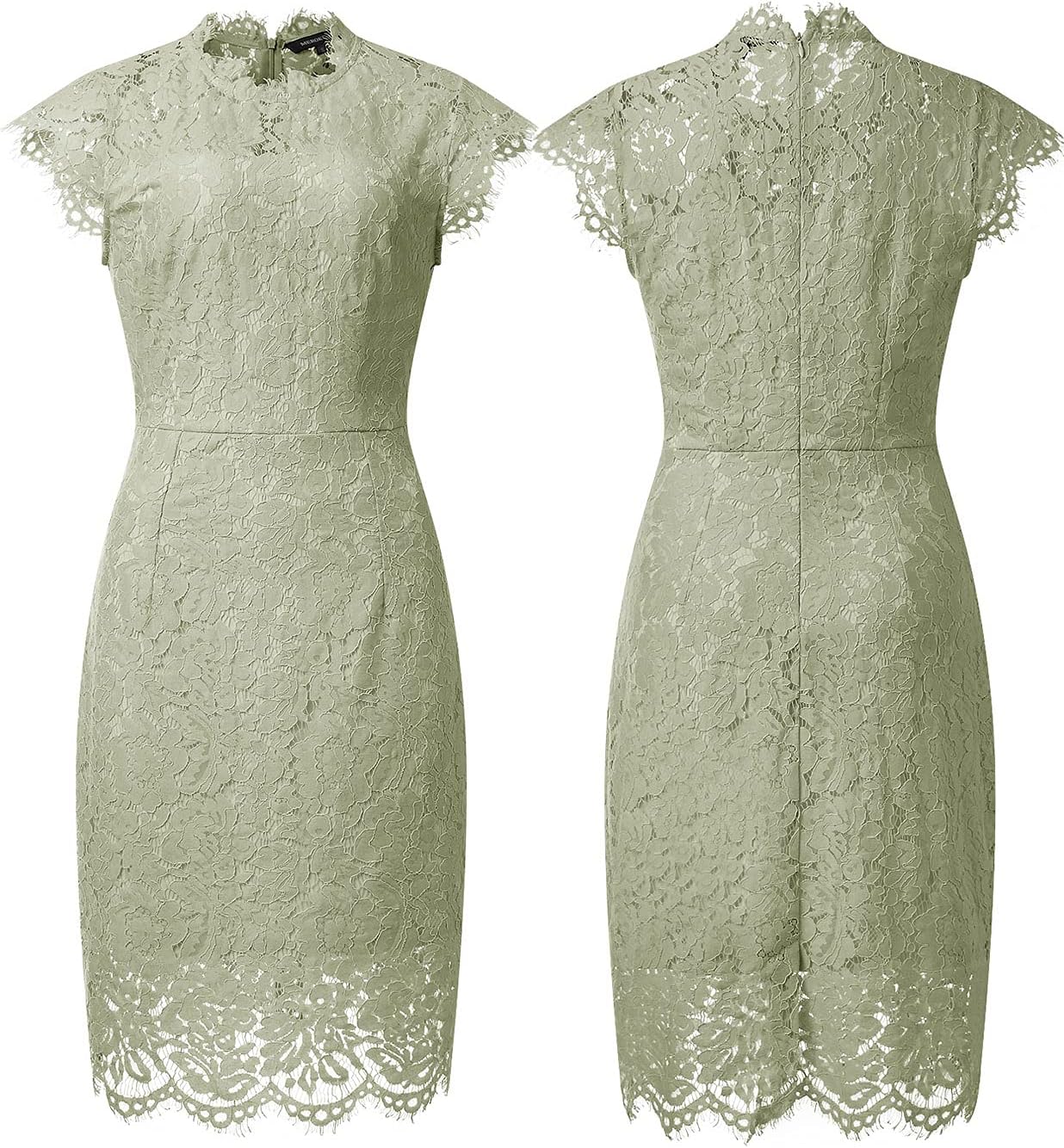 MEROKEETY Women's Sleeveless Lace Floral Elegant Cocktail Dress Crew Neck Knee Length for Party