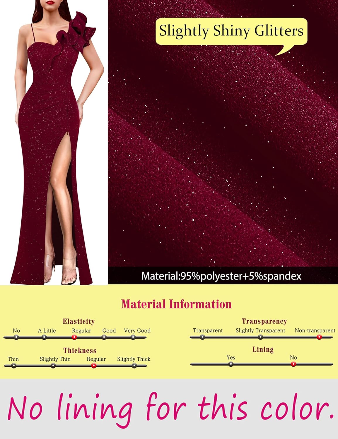 VFSHOW Womens Ruffle One Shoulder Strap Ruched Formal Prom Wedding Maxi Dress V Neck Elegant Split Cocktail Evening Long Gown