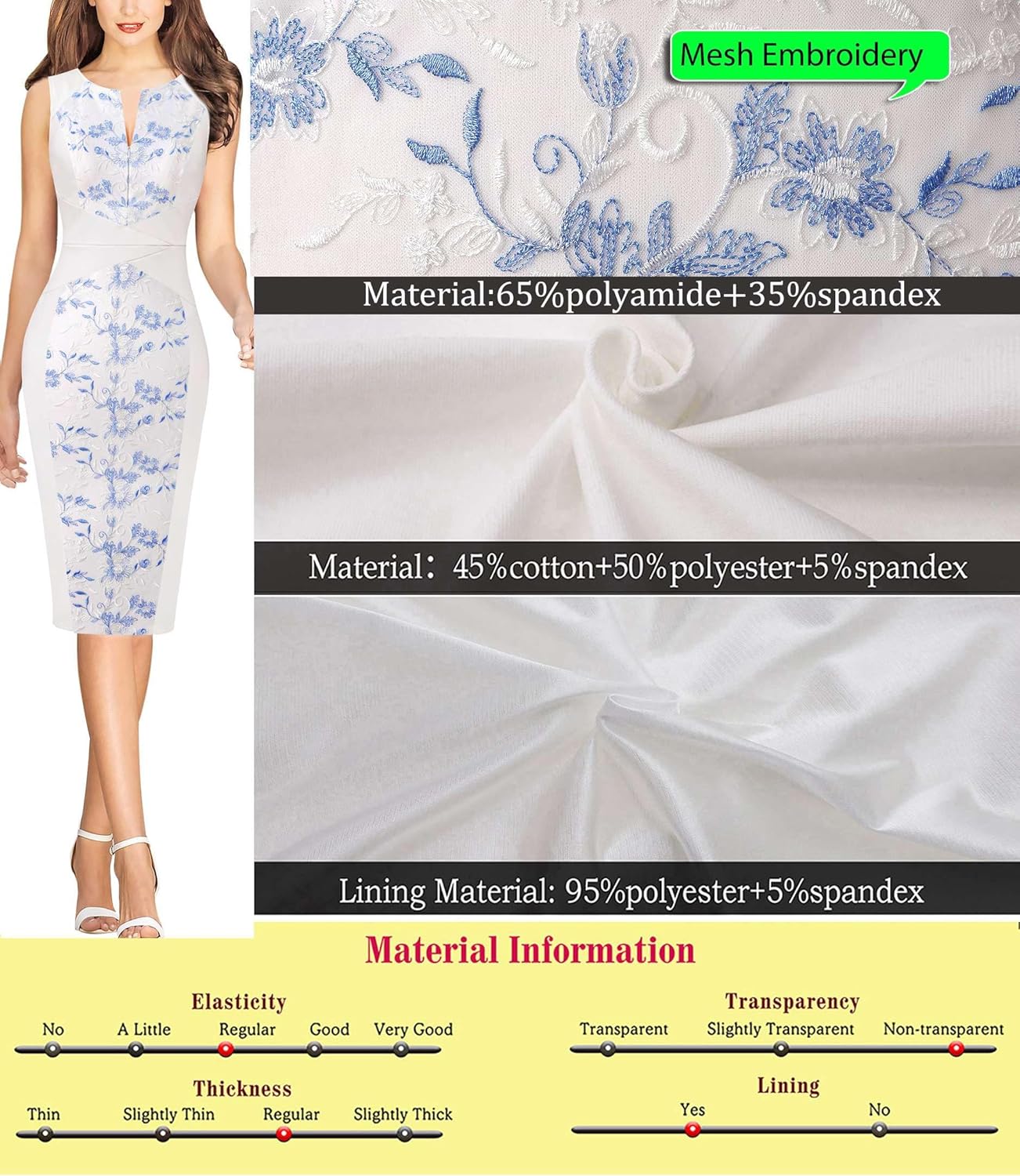 VFSHOW Womens Elegant Slim Front Zipper up Work Business Office Party Sheath Dress