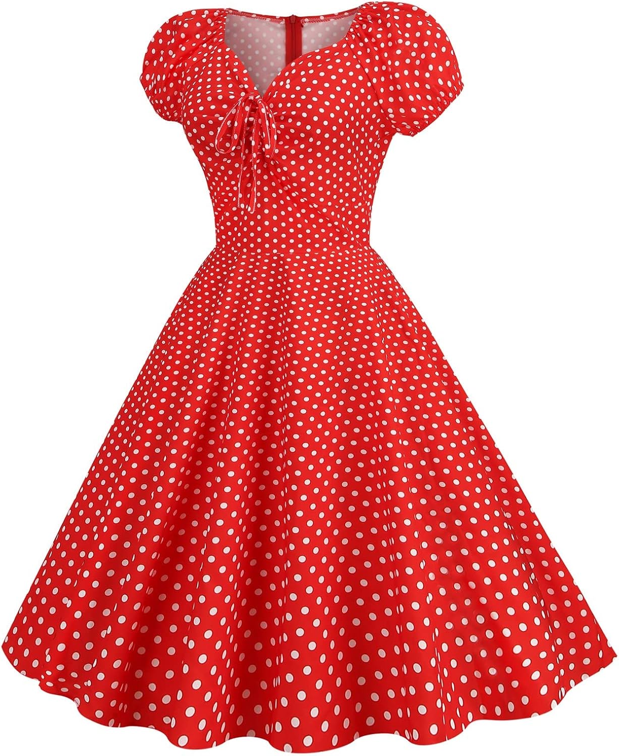 Women Double Breasted Notch Lapel 50s Vintage Short Sleeve Cocktail Swing Dress Polka Dot 1950s Rockabilly Prom Dress