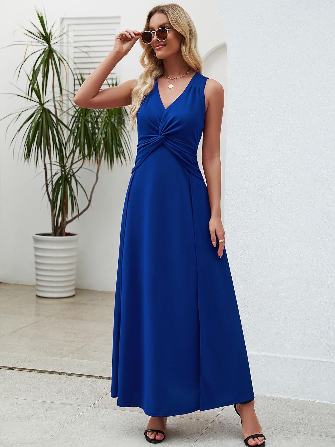 Wedding Guest Dresses for Women 2025 V Neck Formal Dresses for Women Sleeveless Evening