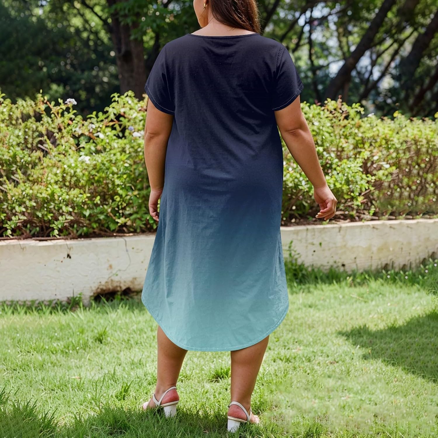 Maxi Dresses for Women 2025 Plus Size Tie Dye V Neck Dress Short Sleeve Side Split Beach Summer Sundress with Pocket