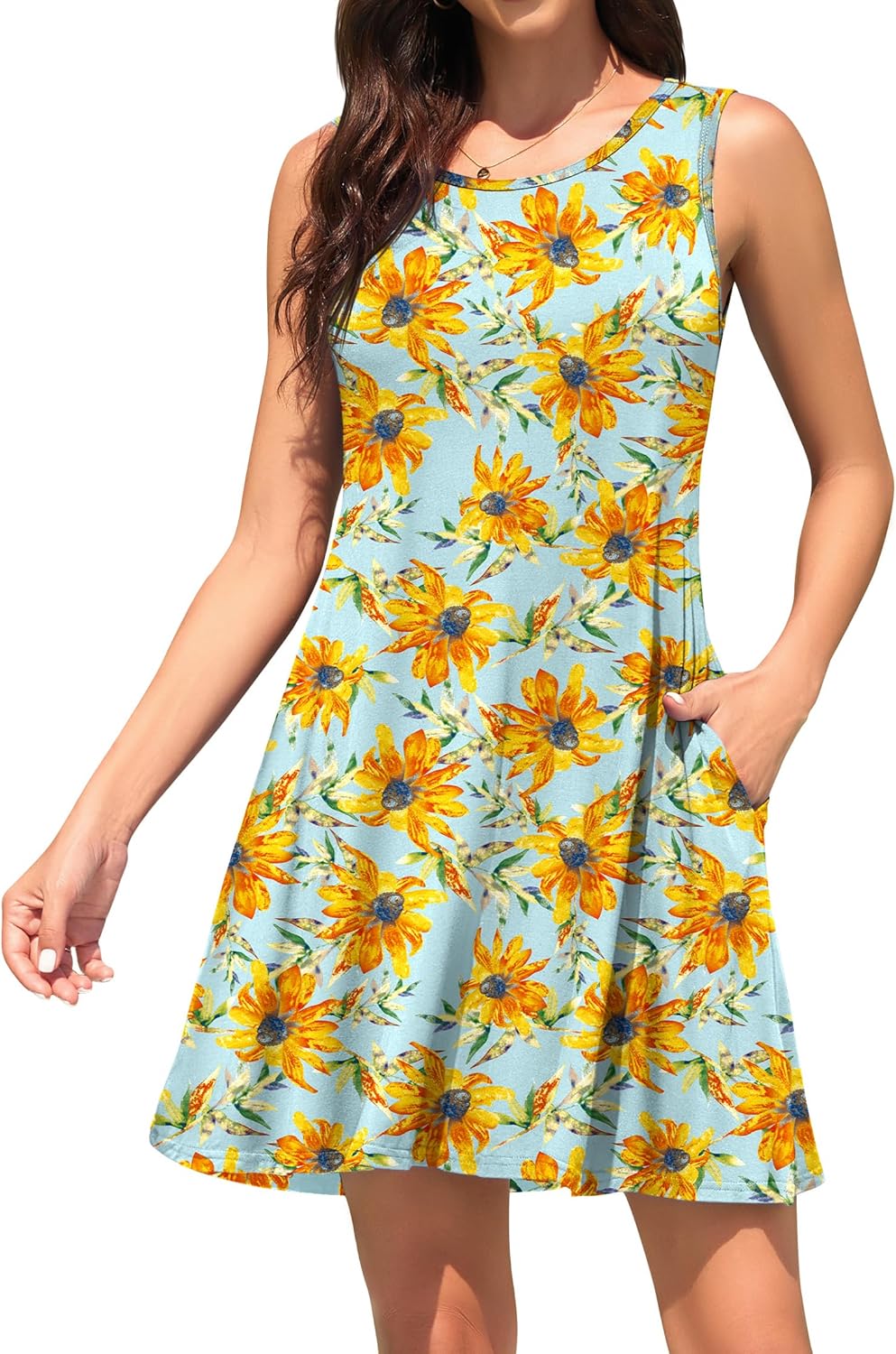 WEACZZY Women Summer Casual Swing T Shirt Dresses Beach Cover up Loose Dress