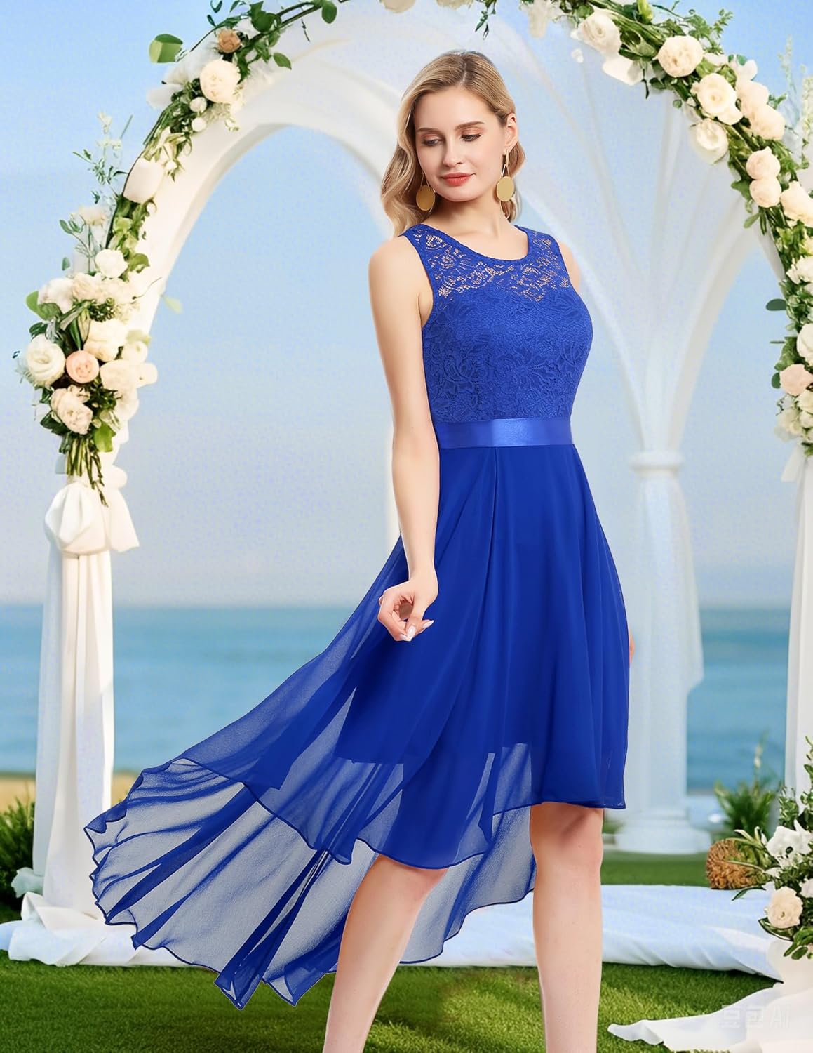 BeryLove Cocktail Prom Dresses 2025 Formal Wedding Guest Dresses Sleeveless Lace High Low Homecoming Dress