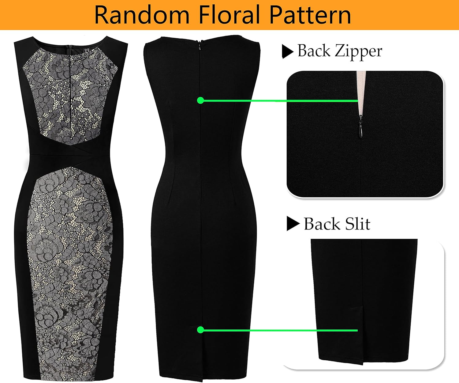 VFSHOW Womens Elegant Slim Front Zipper up Work Business Office Party Sheath Dress