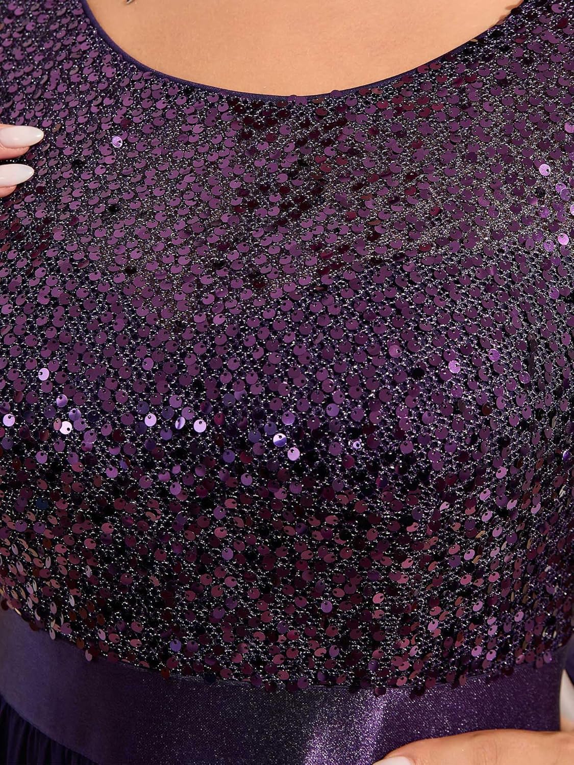 Ever-Pretty Women's Round Neck Maxi Dresses Sequin Plus Size Formal Dresses for Women 0683-PZ