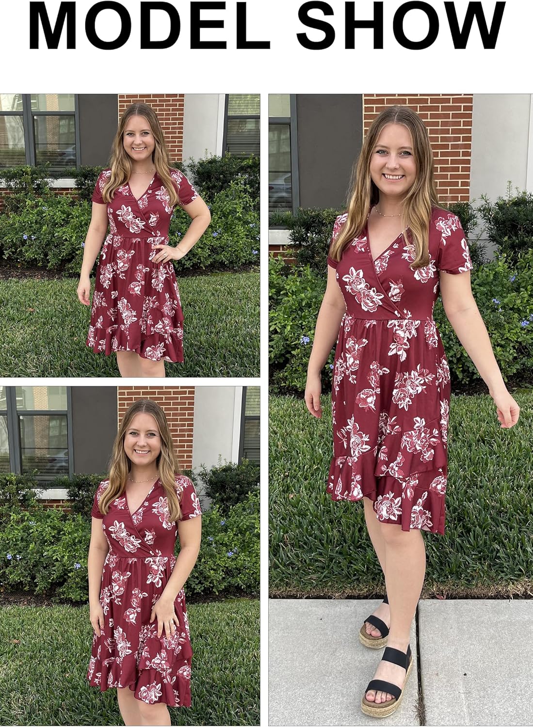 ULTRANICE Womens Summer Dresses Floral V Neck Ruffled Hem Spaghetti Spring Casual Beach Outfits Flowy Wrap Sun Dress