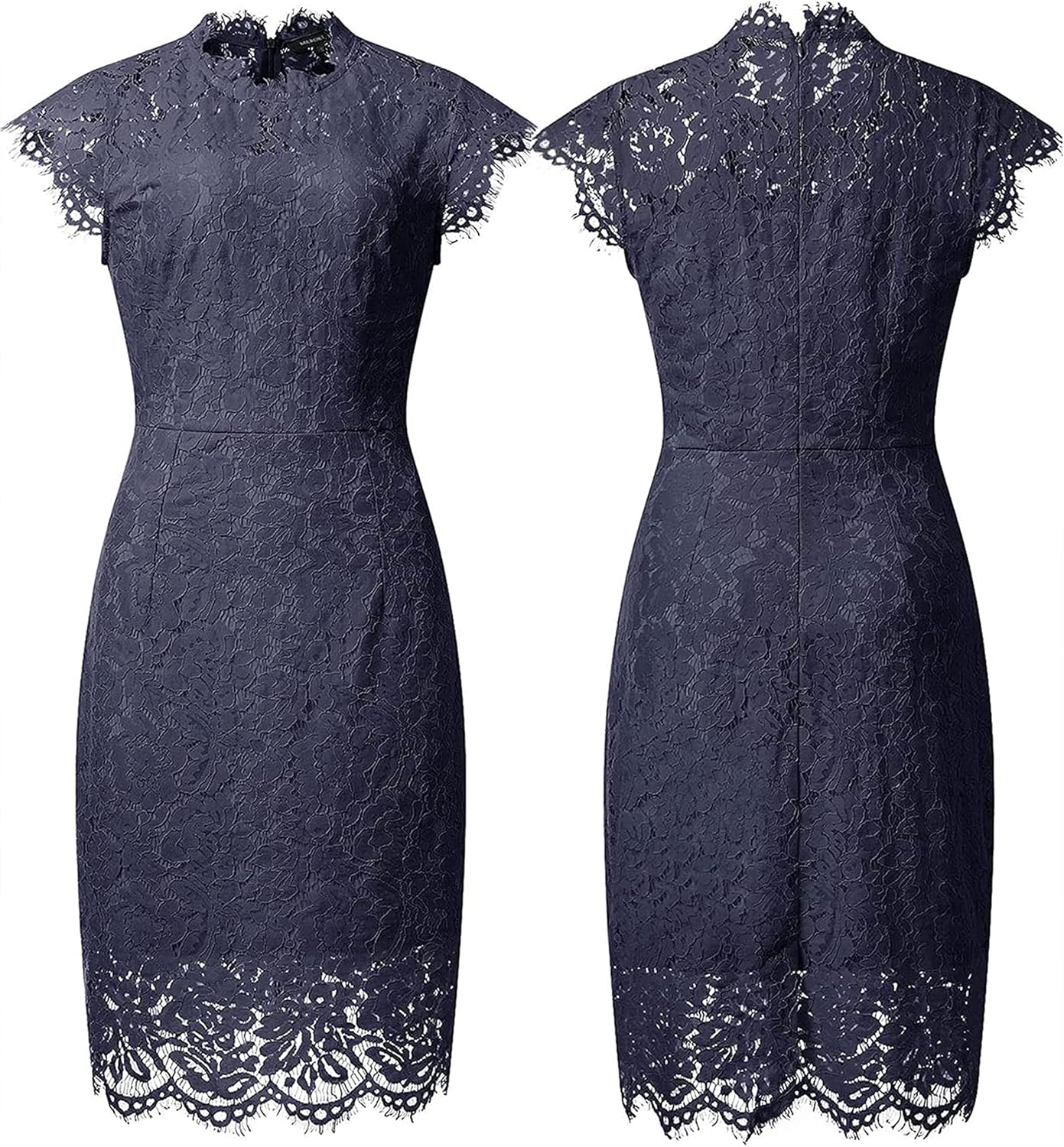 MEROKEETY Women's Sleeveless Lace Floral Elegant Cocktail Dress Crew Neck Knee Length for Party