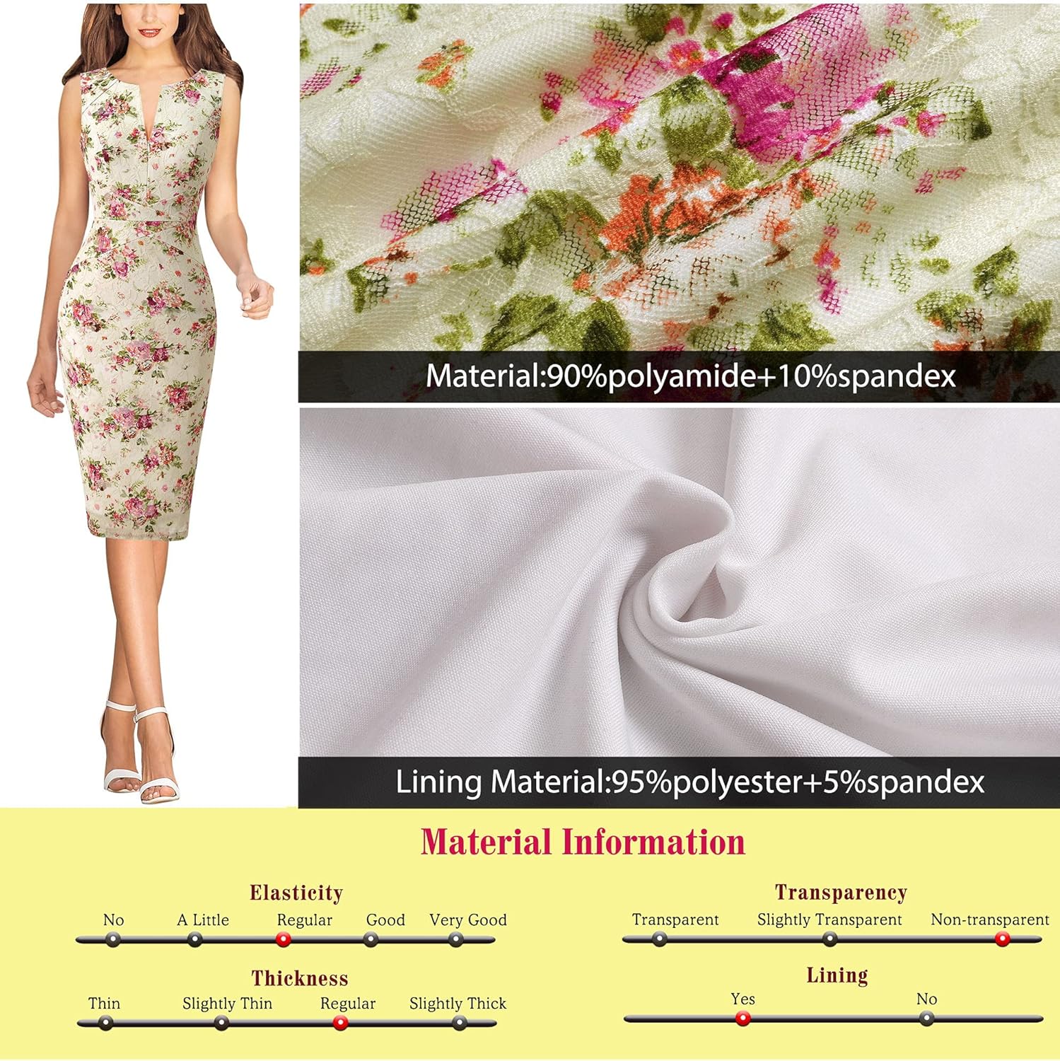 VFSHOW Womens Elegant Slim Front Zipper up Work Business Office Party Sheath Dress