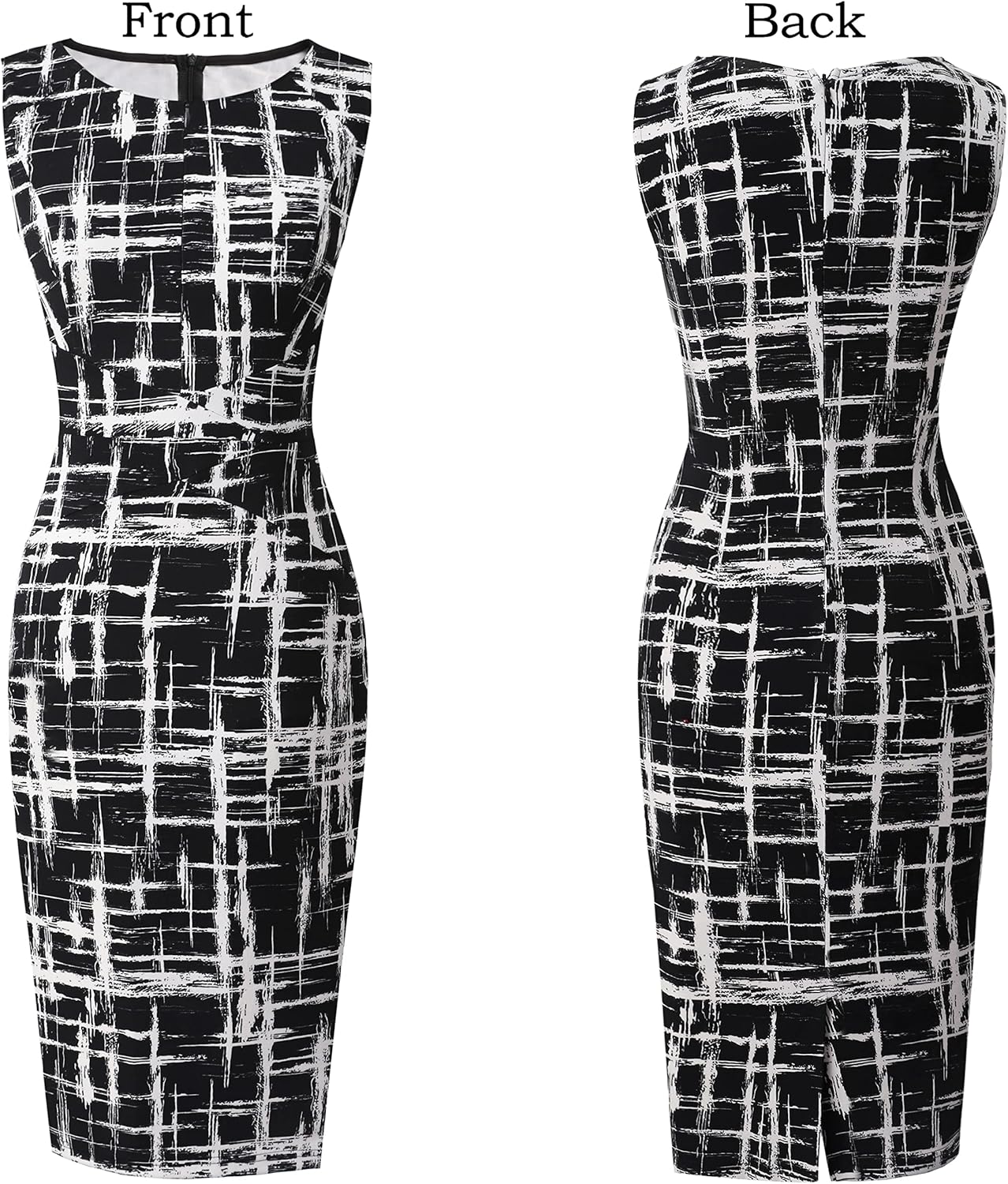 VFSHOW Womens Elegant Slim Front Zipper up Work Business Office Party Sheath Dress