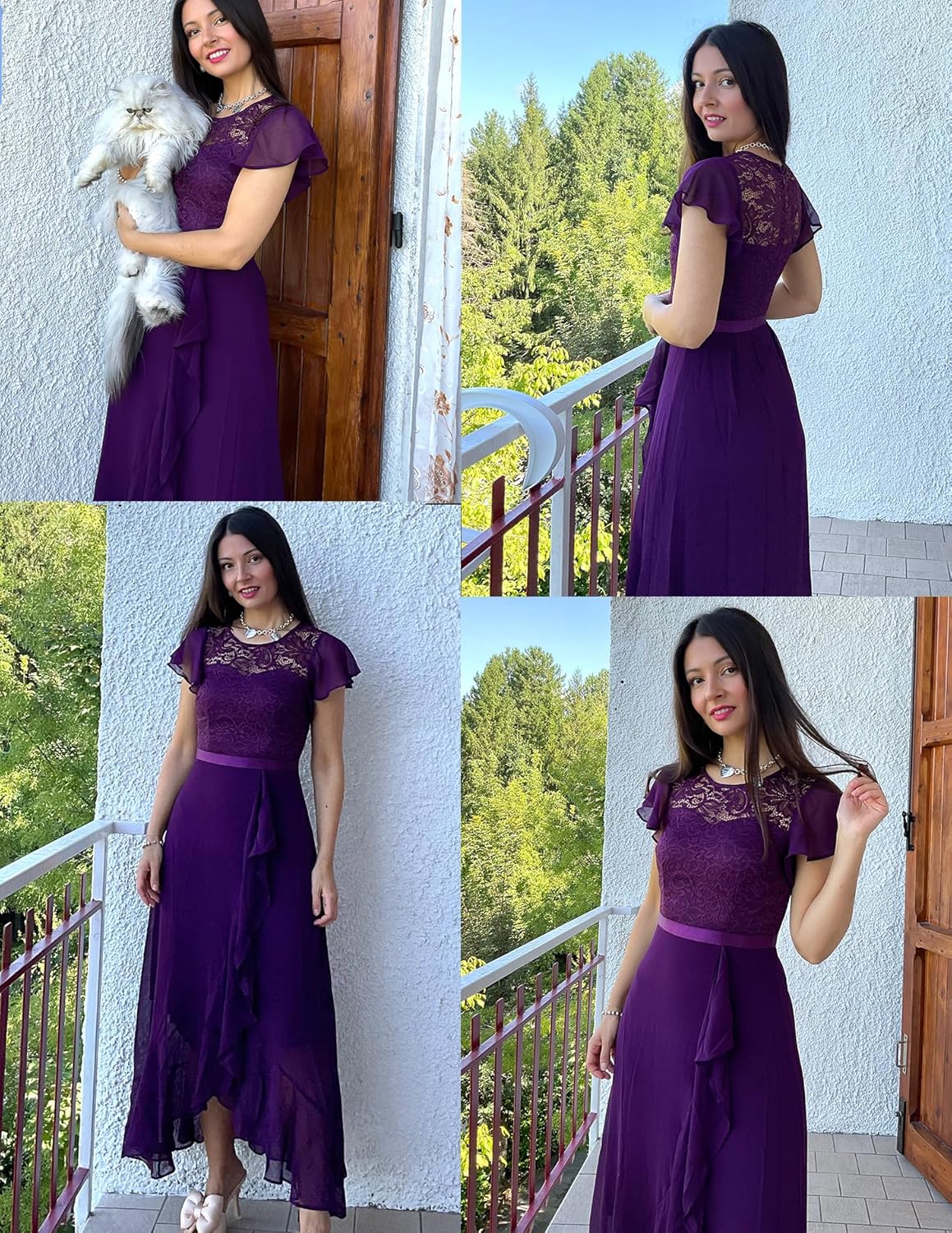 BeryLove Formal Dresses for Women 2025 Wedding Guest with Slit Cocktail Elegant Lace Long Prom Dress