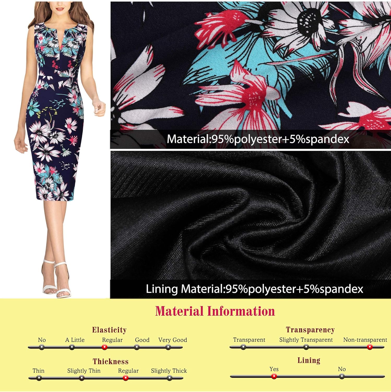 VFSHOW Womens Elegant Slim Front Zipper up Work Business Office Party Sheath Dress